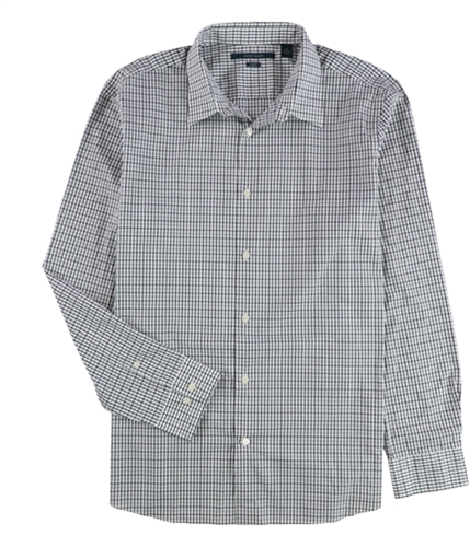 Perry Ellis Mens Tattersall Button Up Shirt bluepond XL