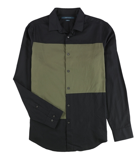 Perry Ellis Mens Color Block Button Up Shirt black S