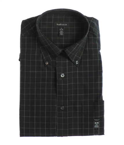 Van Heusen Mens Cvc Bc Fcy Button Up Shirt black S