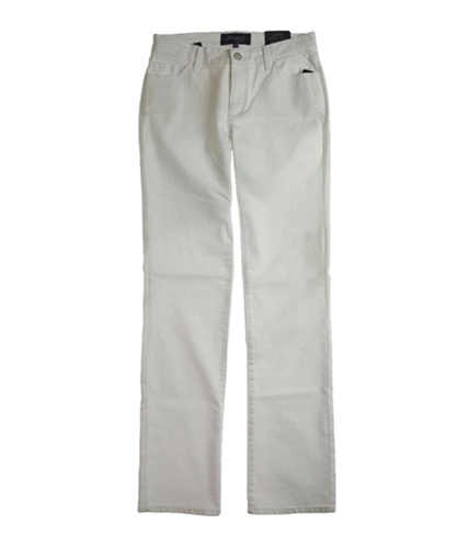 NYDJ Womens Solid Rhinestone Straight Leg Jeans white 3/4x34