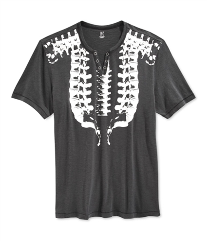 I-N-C Mens Spine Split Neck Graphic T-Shirt darklead S