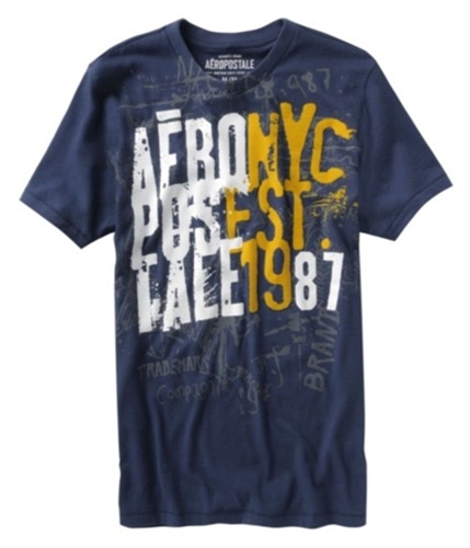Aeropostale Mens Nyc Est 1987 Graphic T-Shirt navyblue S