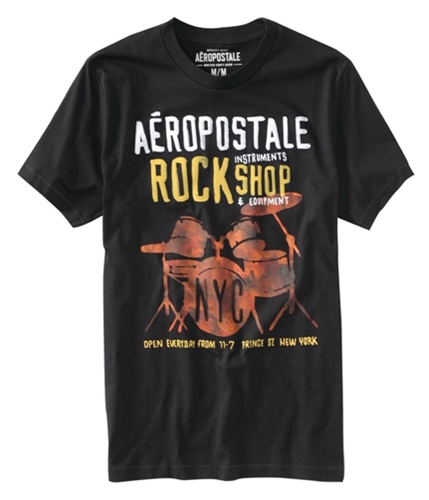 Aeropostale Mens Rockhop Music Graphic T-Shirt black XS
