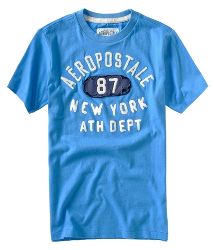 Aeropostale Mens New York Ath Dept Embroidered Graphic T-Shirt blueja S