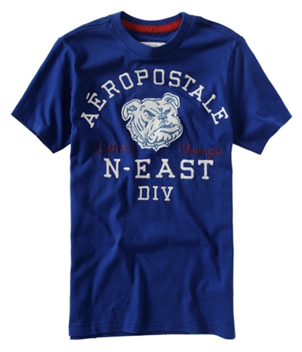 Aeropostale Mens Embroidered N-e Div Bulldog Graphic T-Shirt royalblue L