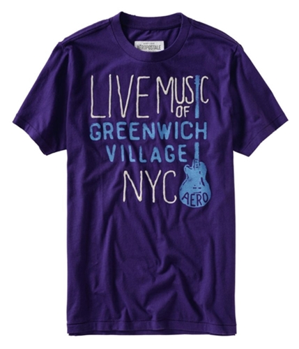 Aeropostale Mens Greenwich Village Music Graphic T-Shirt playpurple XS