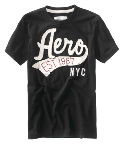 Aeropostale Mens Embellished Aero Est. 1987 Graphic T-Shirt black S