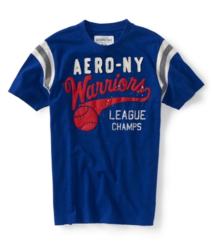 Aeropostale Mens Warriors Baseball Graphic T-Shirt blue XS