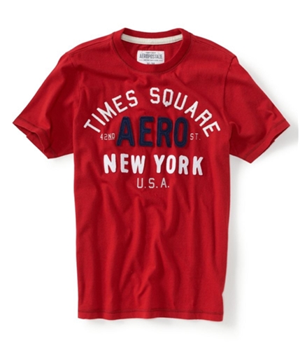 Aeropostale Mens Embroidered Times Square Graphic T-Shirt redcla XS