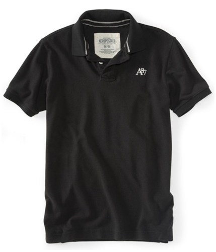 Aeropostale Mens Solid Color Uniform Logo Rugby Polo Shirt 001 XS