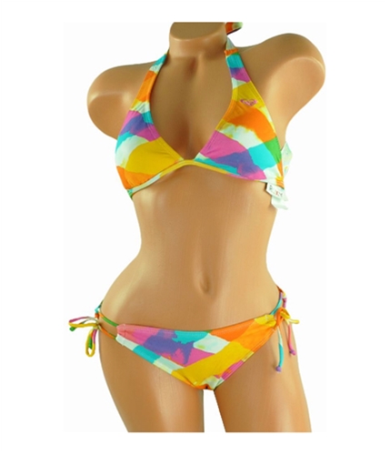 Roxy Womens Multi Extra Low Tie Side 2 Piece Bikini multicolor S