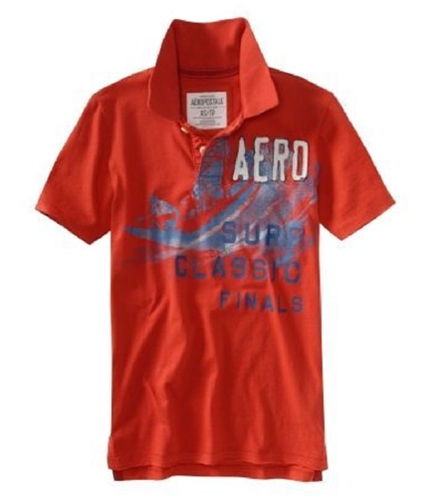 Aeropostale Mens Aero Surf Rugby Polo Shirt citrusorange XS