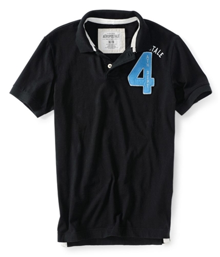 Aeropostale Mens Ath Dept 4 Rugby Polo Shirt black XS