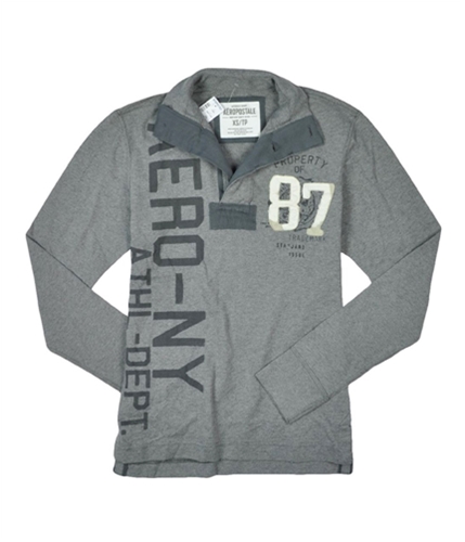 Aeropostale Mens Solid Graphic Henley Shirt mediumgray XS