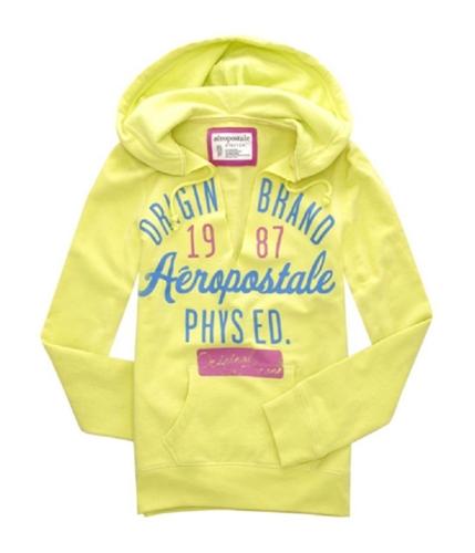 Aeropostale Womens V-neck Hoodie Sweatshirt yellow M