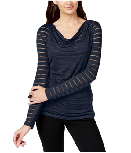 I-N-C Womens Striped Pullover Blouse deeptwilight M
