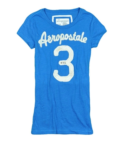 Aeropostale Womens Embroidered 3 Nys Graphic T-Shirt seablues XS