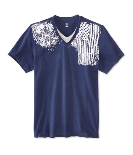 I-N-C Mens Americana Layered V Graphic T-Shirt basicnavy S
