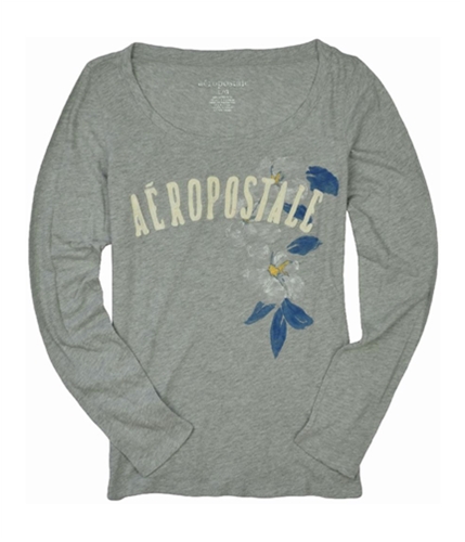 Aeropostale Womens Floral Print Embroidered Graphic T-Shirt lththrgray L