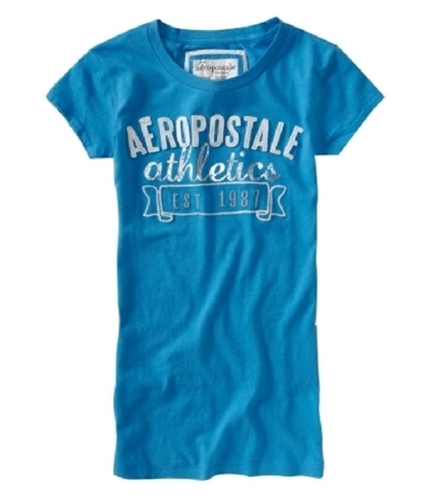Aeropostale Womens Embroidered Est 1987 Graphic T-Shirt belizeblue S