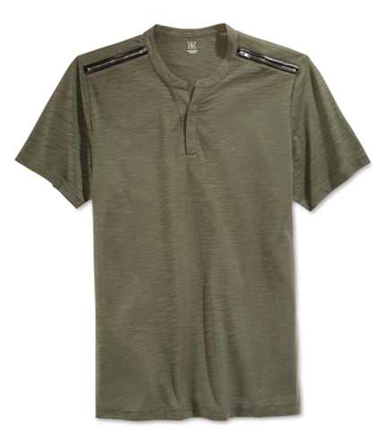 I-N-C Mens Ciao Shoulder-Zip Henley Shirt greentea S