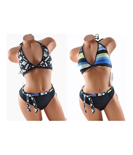 Jag Womens Reversible Stripe Squares Halter 2 Piece Bikini 001 XL