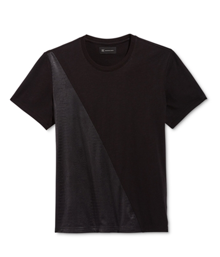 I-N-C Mens Faux Leather Embellished T-Shirt deepblack L
