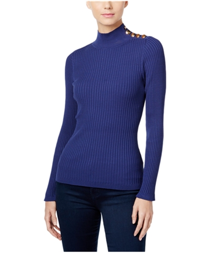 I-N-C Womens Mock Turtleneck Pullover Sweater tartanblue XS
