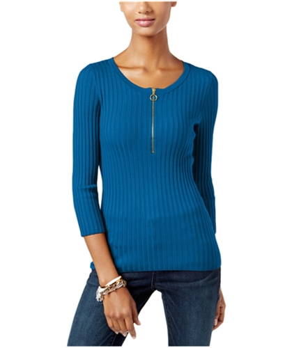 I-N-C Womens Ribbed Pullover Sweater caribeblue XL