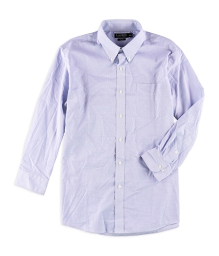 Ralph Lauren Mens Non-Iron Checked Button Up Dress Shirt whiteblue 17.5