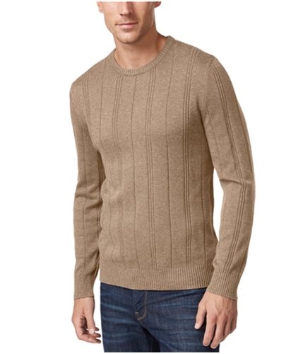 John Ashford Mens Stripe-Texture Pullover Sweater toastedbeige S