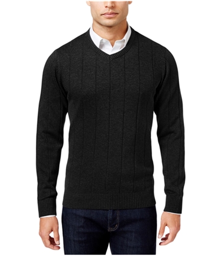 John Ashford Mens V-Neck Striped-Texture Knit Sweater toastedbeige L