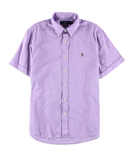 Ralph Lauren Mens Chambray Oxford Button Up Shirt lavender L