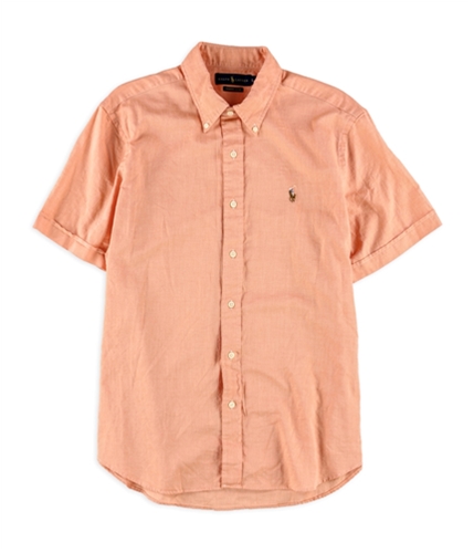 Ralph Lauren Mens Madras Poplin Button Up Shirt nectarine L