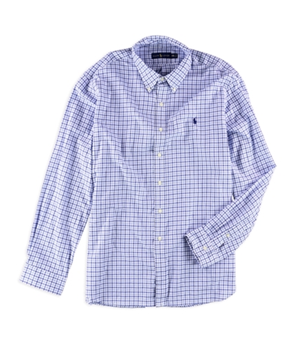 Ralph Lauren Mens Plaid Button Up Shirt whiteblue L