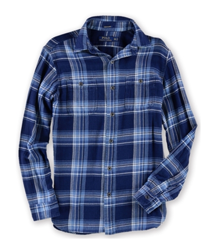 Ralph Lauren Mens Plaid Workshirt Button Up Shirt indigoblue XS