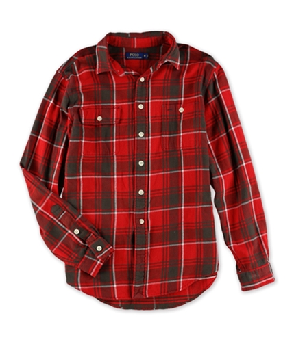 Ralph Lauren Mens Plaid Button Up Shirt applecream XS
