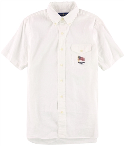 Ralph Lauren Mens Solid Button Up Shirt white XS