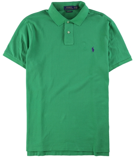 Ralph Lauren Mens Custom Slim Fit Mesh Rugby Polo Shirt green L