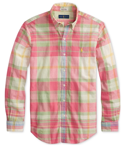 Ralph Lauren Mens Madras Button Up Shirt pink M