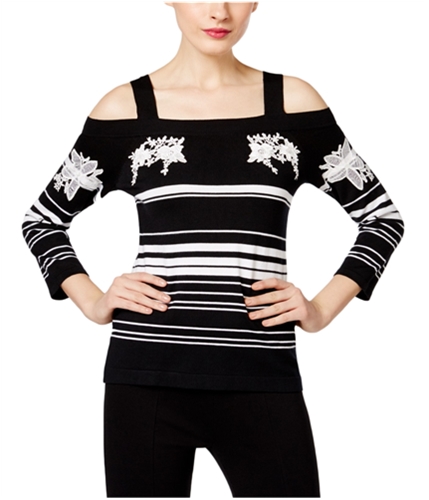 I-N-C Womens Cold Shoulder Knit Sweater deepblack XL
