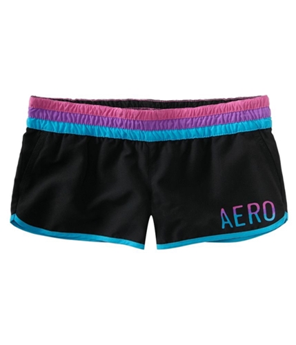 Aeropostale Womens Embroidered Swim Bottom Board Shorts black M