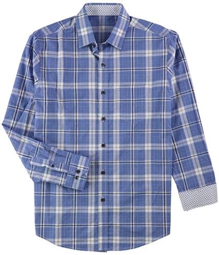 Tasso Elba Mens Plaid Button Up Shirt bluecombo S