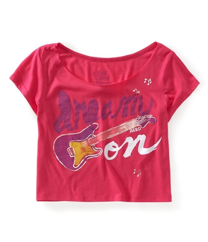 Aeropostale Womens Cropped Guitar Dorm Pajama Sleep T-shirt 558 XS