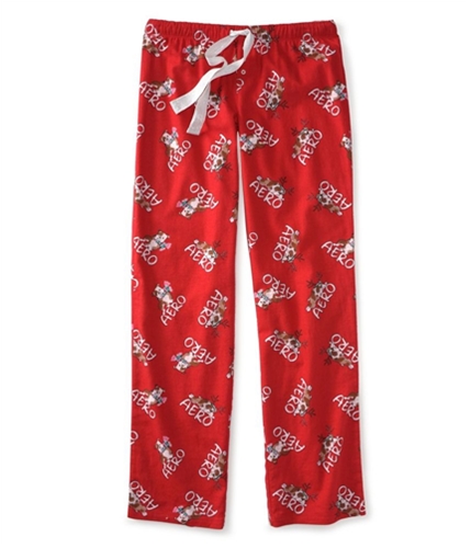 Aeropostale Womens Bulldog Christmas Pajama Lounge Pants red XS/32