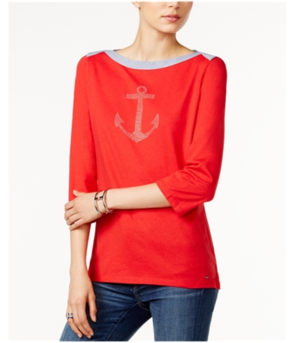 Tommy Hilfiger Womens Anchor Pullover Blouse 026 S
