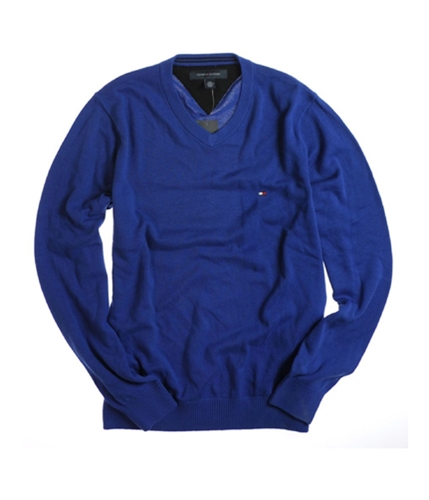 Tommy Hilfiger Mens Taft V-neck 2 Knit Sweater blue S