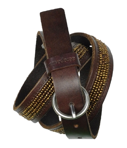 Aeropostale Womens Beaded Leather Belt brown M