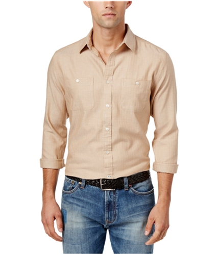 Tommy Hilfiger Mens Herringbone Button Up Shirt 409 S