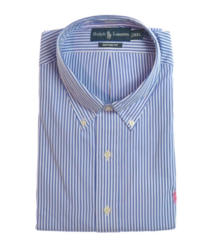 Ralph Lauren Mens Custom Fit Bd Ppc Sp Button Up Dress Shirt blue 2XL